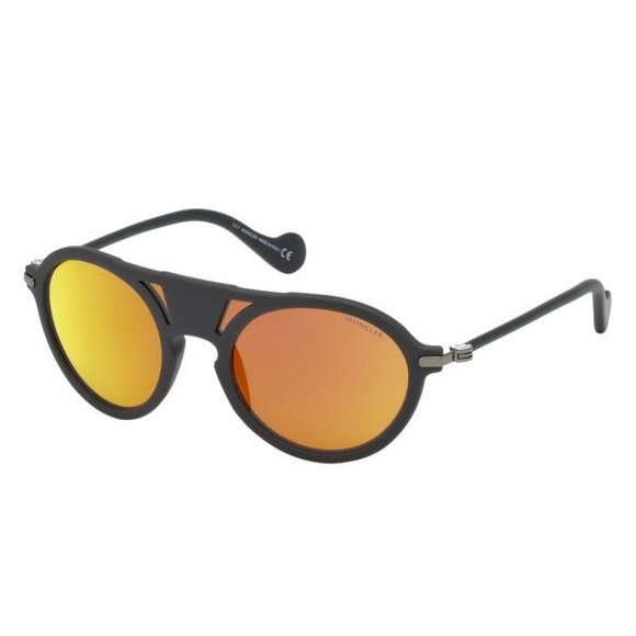 MONCLER Injected Pilot 51MM Sunglasses GREY/ORANGE NWT - Picture 2 of 10